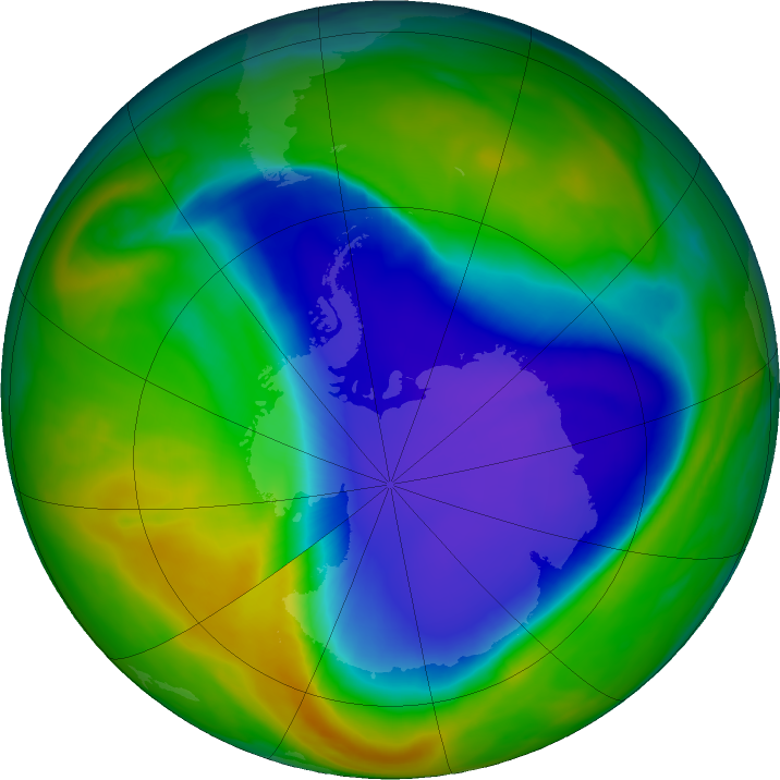 Antarctic ozone map for 06 November 2018